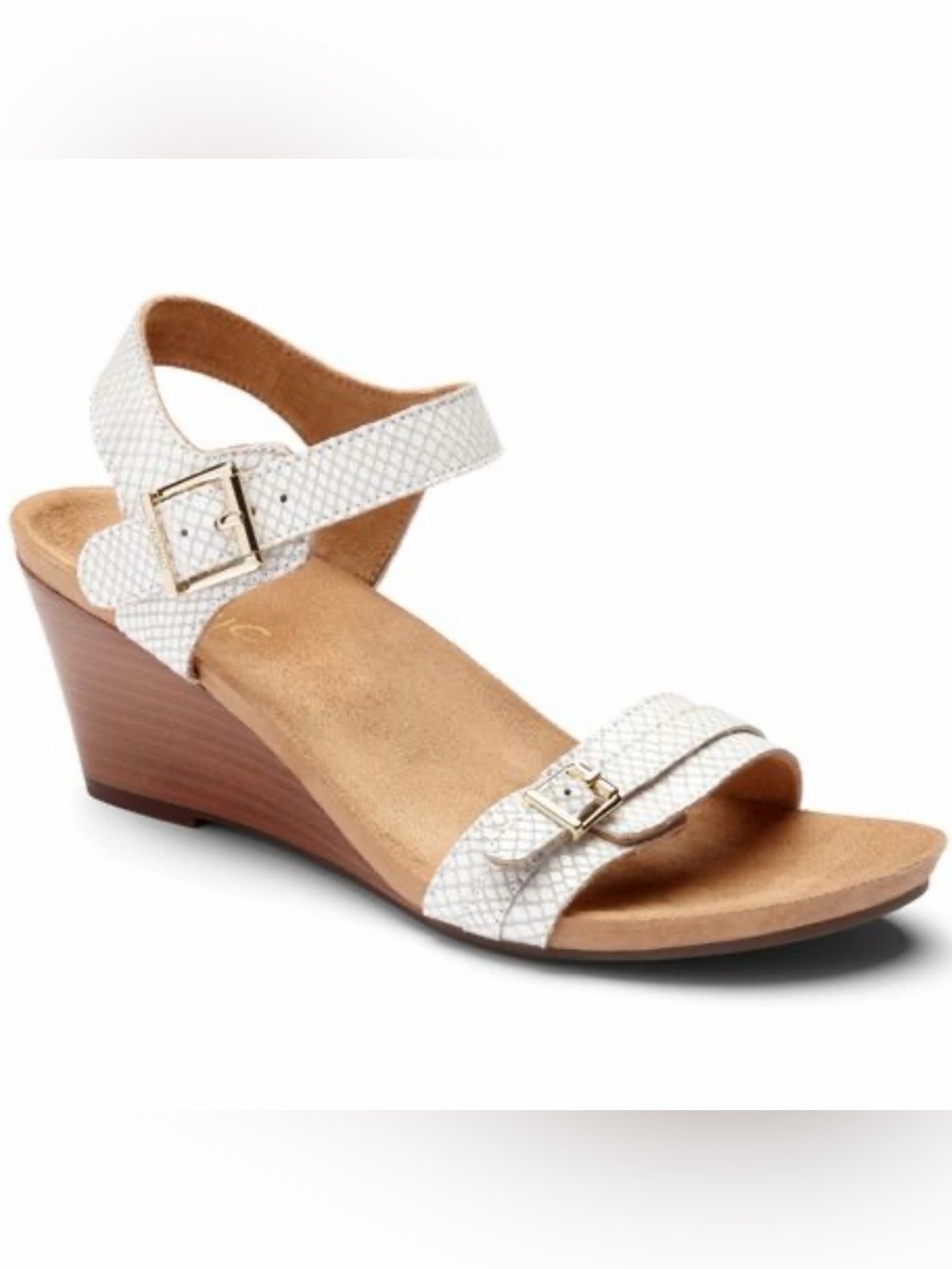Vionic Laurie Womens Wedge
Sandals Buckle Ankle Strap White Snake Print size 7